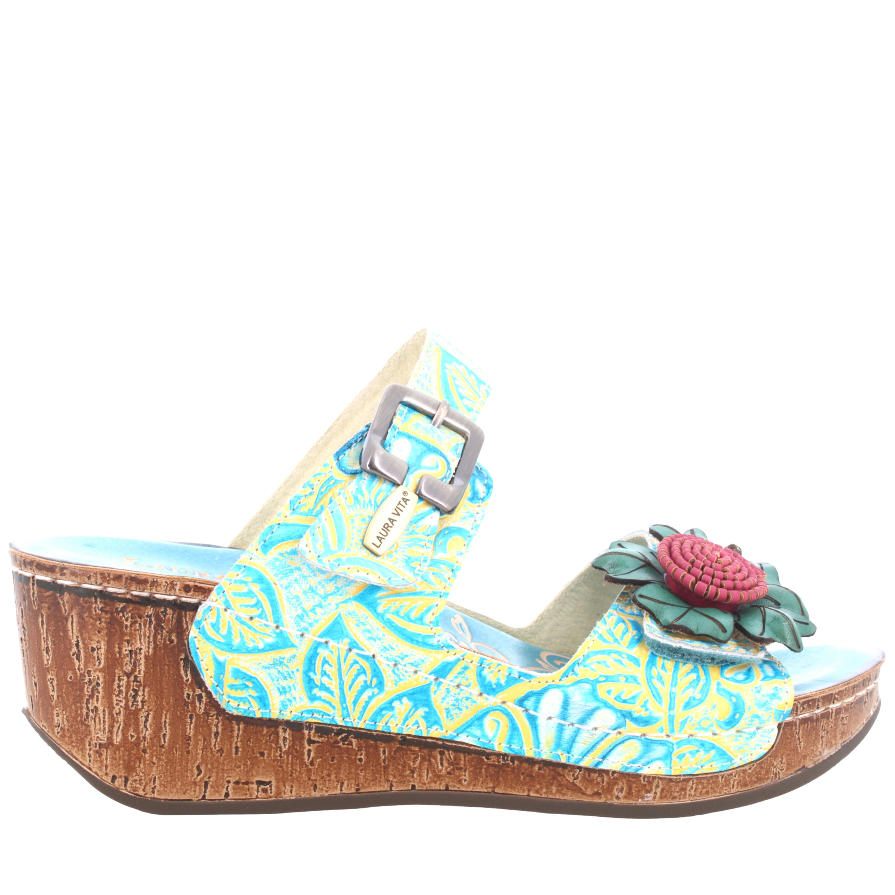 Laura Vita P25us women\'s wedge sandal DINO 31 TURQUOISE